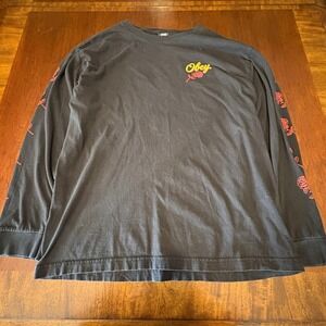Obey Rose Script Long Sleeve Tee Black Streetwear Graphic Shirt